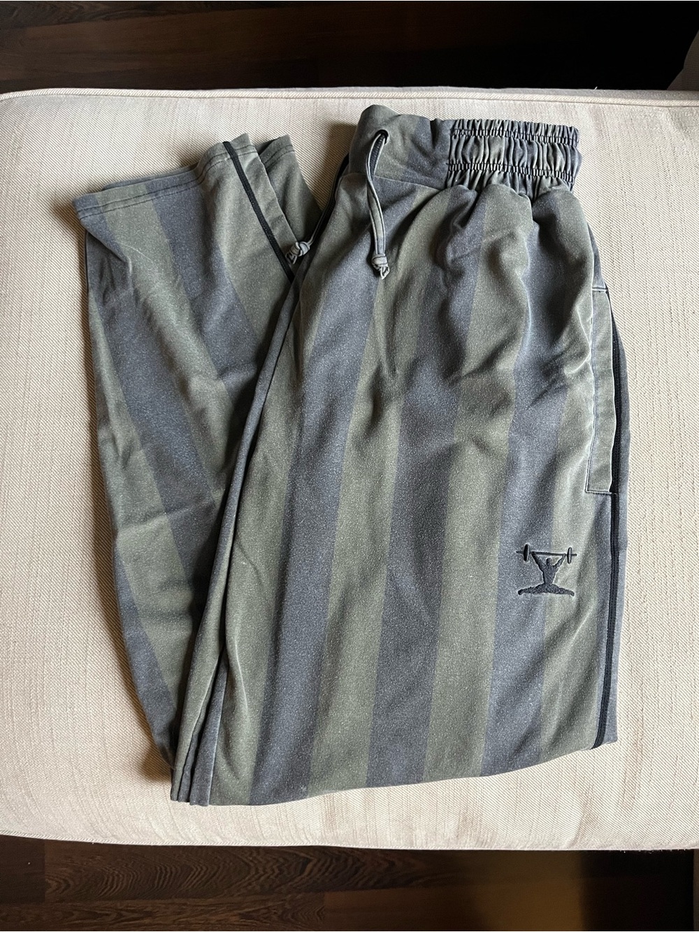 Men's Olive & Charcoal Striped Joggers